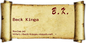 Beck Kinga névjegykártya